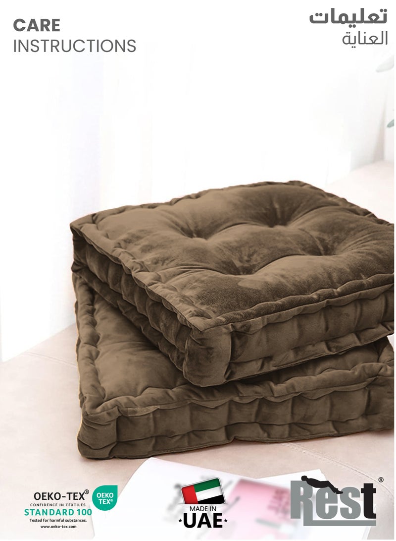 REST Box Cushion Seat Pad Premium Velvet Chair Pad Adults Chair Armchair Brown 40cm x 40cm + 8cm - Image 4